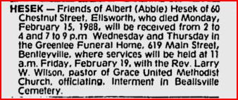 Albert Hesek obit